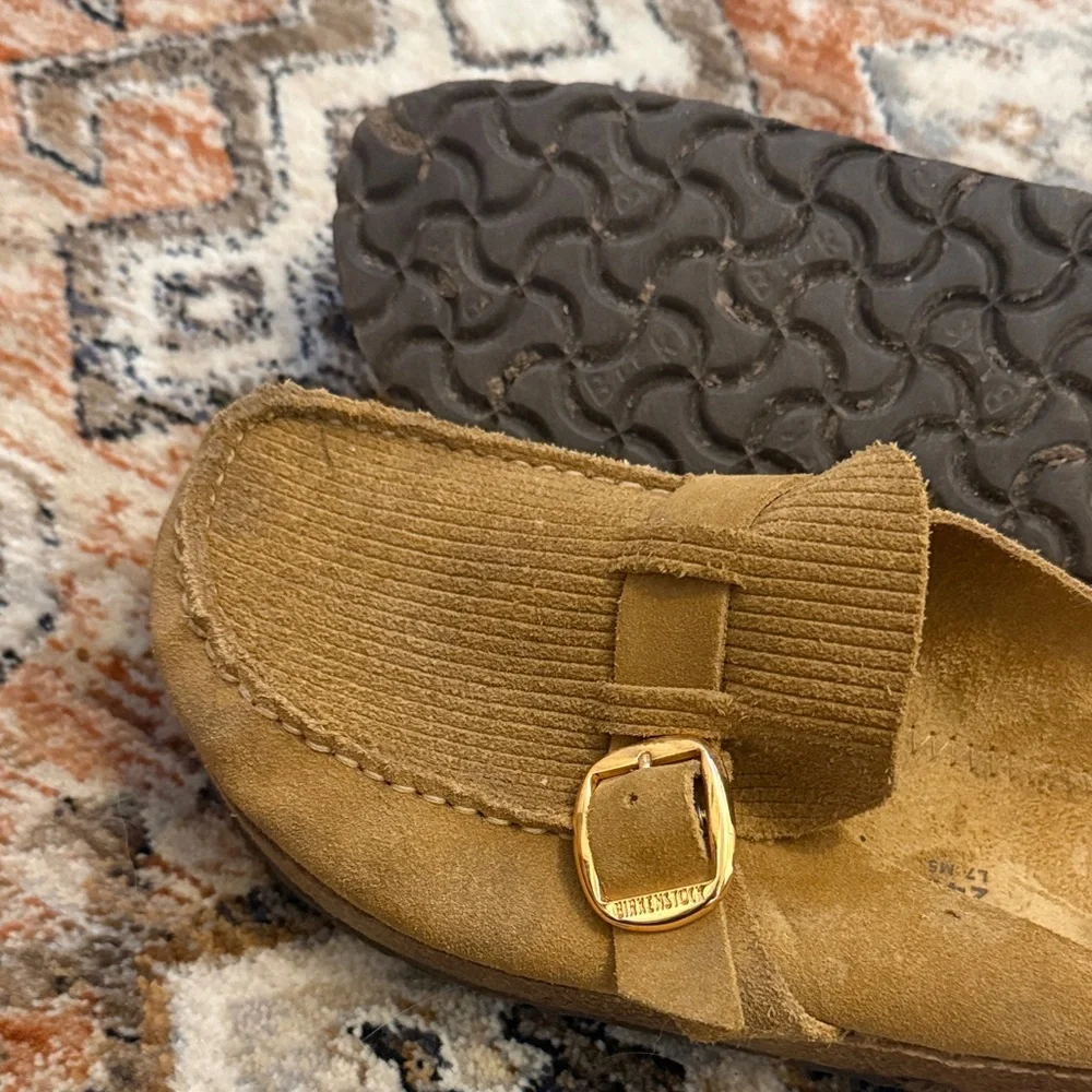 Birkenstock Women's Suede Embossed Buckley Clogs in Corduroy Cork Brown EU 38 8 - Picture 6 of 6